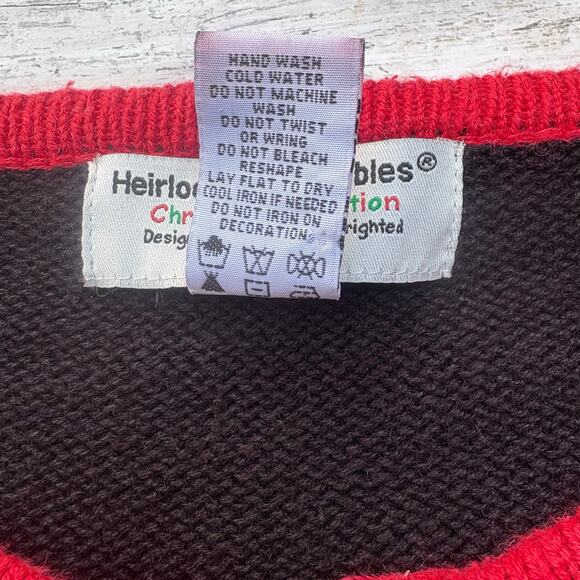 VTG Heirloom Collectables Christmas Sweater PXL Ramie Black Red 12 Days Full Zip - Picture 11 of 11